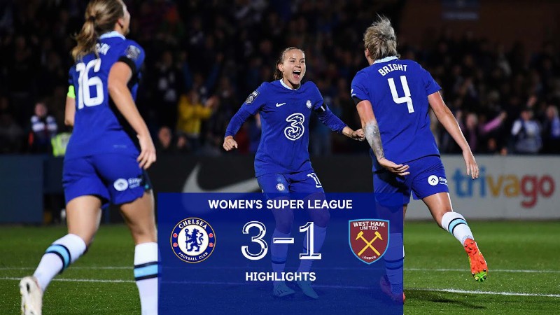 Chelsea Women 3-1 West Ham United Fc Women : Wsl Highlights