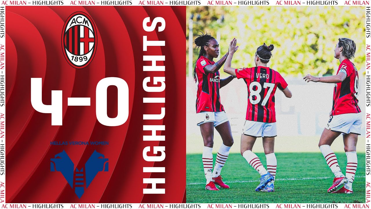 image 0 Highlights : Ac Milan 4-0 Hellas Verona Women : Matchday 01 Women's Serie A 2021/22